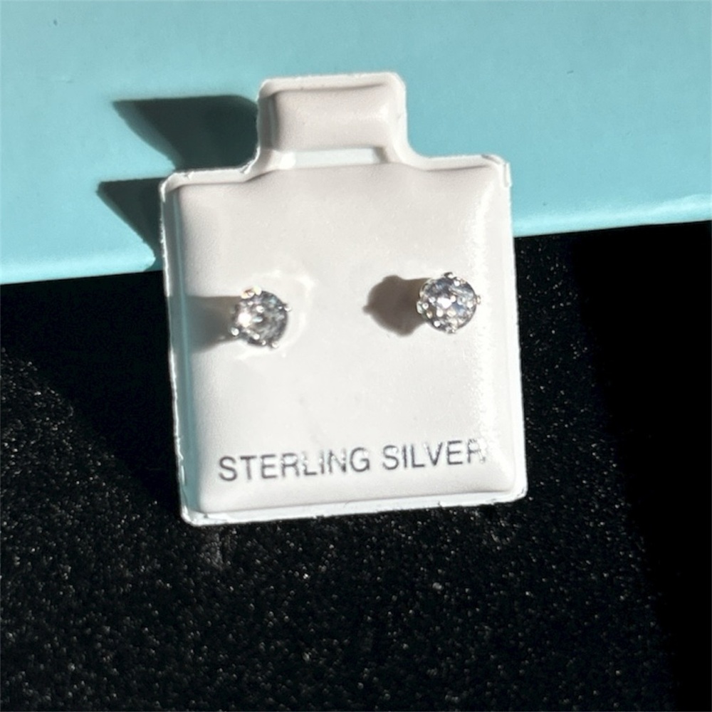 Sterling Silver Stud Earrings - Picture 4 of 4
